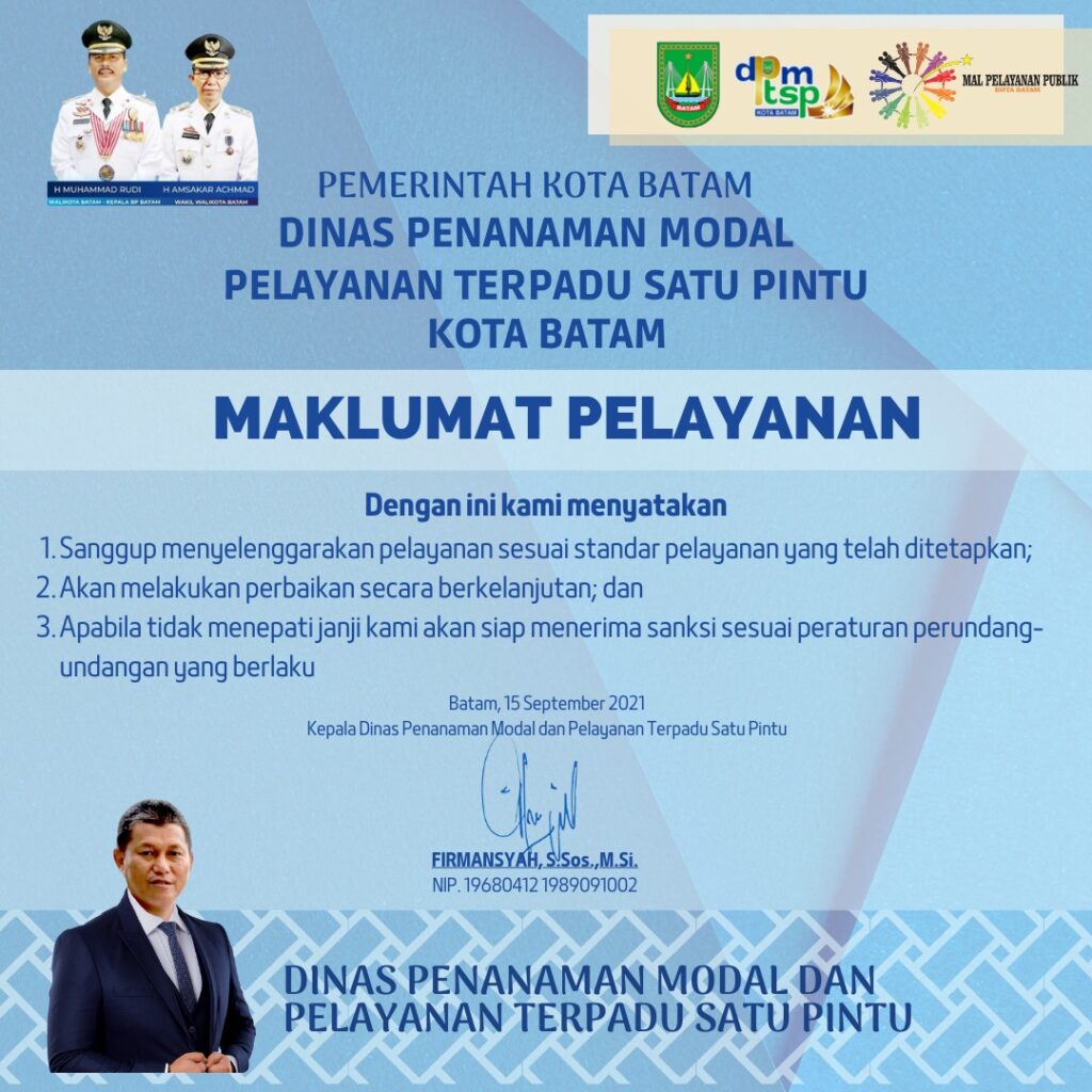 Standart Pelayanan Publik – DPMPTSP Kota Batam